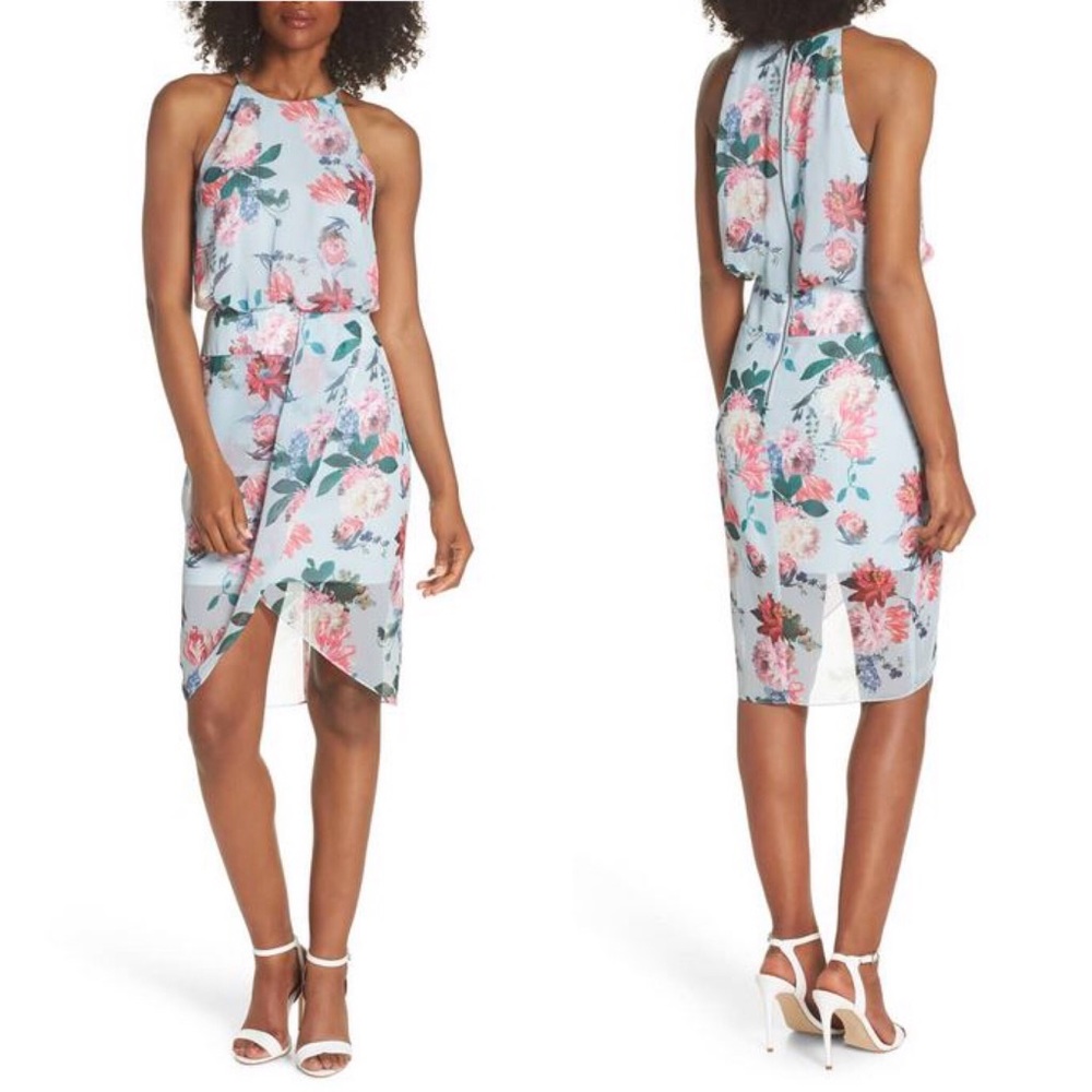 💲🔻NWT NORDSTROM Sweet Floral Drape Blouson Dress